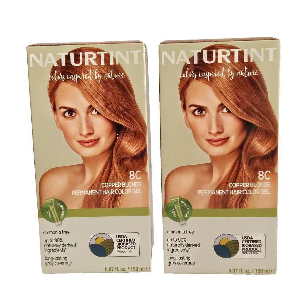 Naturtint Permanent Hair Color 8C Copper Blonde 2-Pack Ammonia Free Exp 09/2029